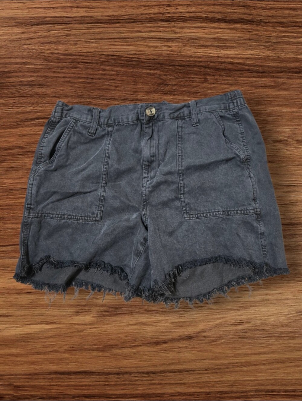 Aerie Women's Washed Charcoal Green Frayed Hem Shorts